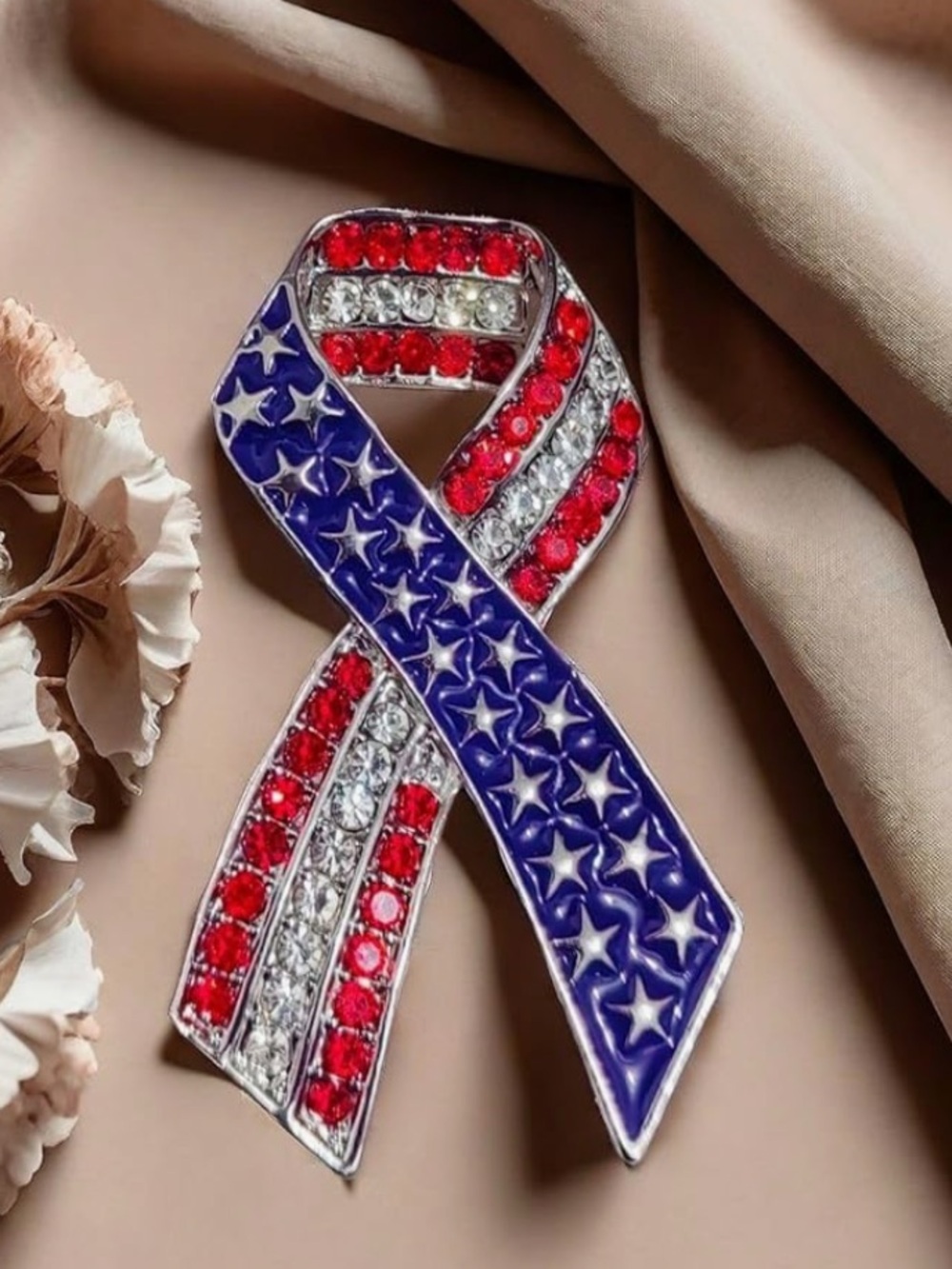 Anthropologie Red, White & Blue Ribbon Brooch